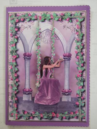 Velvet Lady on Floral Swingseat by Fern Blackler-Oliver