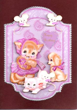 A4 Cute Kitten in Pink by Fern Blackler-Oliver