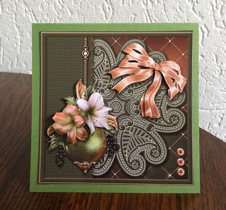 Christmas Amaryllis on a Lace Doily 8in x 8in Decoupage Kit by Fia Tummers