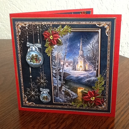 Happy Holidays Vintage Scene Blue 2 by Fia Tummers