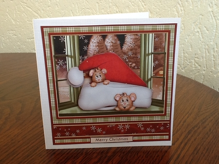 MICE IN SANTA HAT 7.8 Decoupage & Insert Mini Kit by Fia Tummers