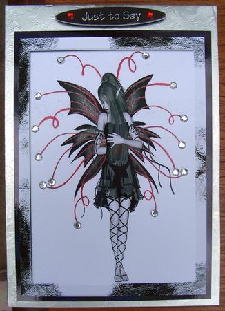 A4 Black and White Goth Fairy by Fiona Tate