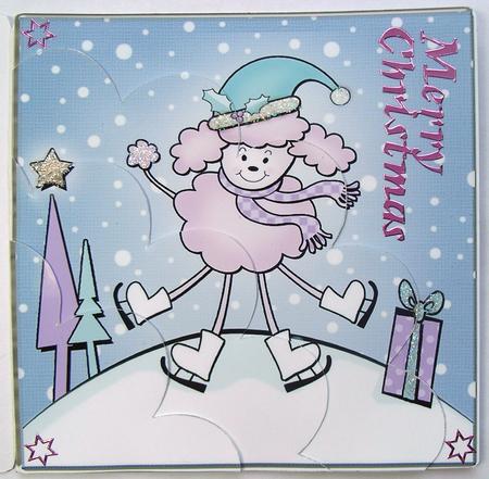 Cute Xmas Poodle Shell Edged Corner Side Stacker by Fiona Tate