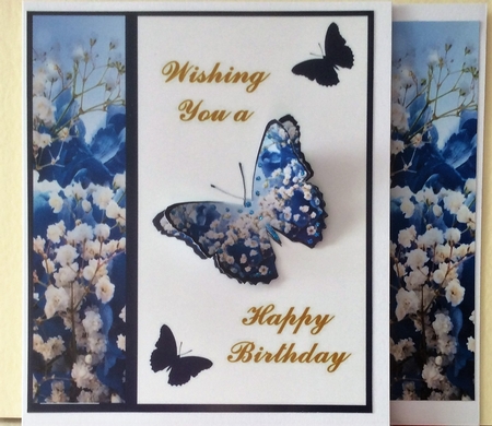 butterfly birthday wishes blue by Fran Turner