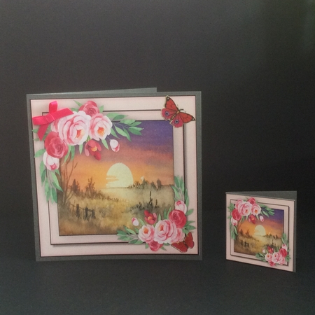 Beautiful Sunset and Roses by Fran Turner