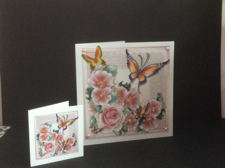Beautiful Butterfly and Pink Roses by Fran Turner