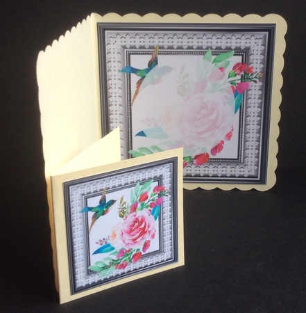 Pretty water colour flowers with humming bird 7x7 by Fran Turner