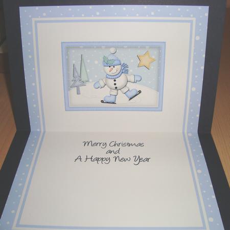 A5 Xmas Skating Snowman Presents Matching Insert by Fran Turner