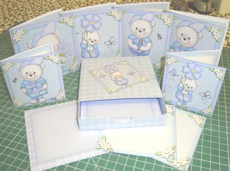 3D Top Drawer Teddy Ed Notelet Cards Bumper Kit by Fran Turner