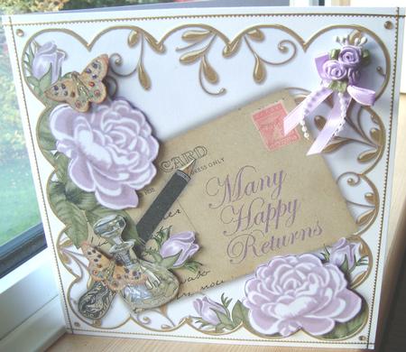Lilac Roses Many Happy Returns Ink Saver 8in Step by Step by Fran Turner