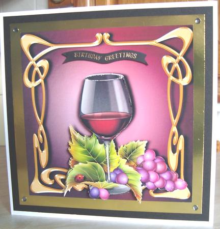 Art Nouveau Red Wine Square + Decoupage by Fran Turner