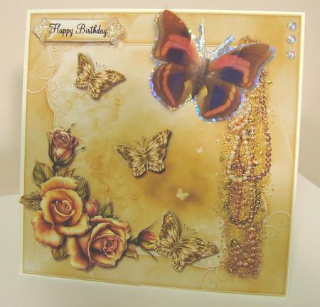 Gorgeous Golden Roses 8x8 Card Topper by Fran Turner