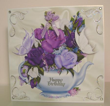 Teapot with Flowers and Butterflies 8x8 by Fran Turner