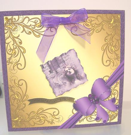 Blank Square Topper with Swirly Border & Bow 9 by Fran Turner