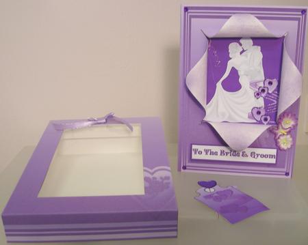 Open Front Purple/lilac Wedding Card by Fran Turner