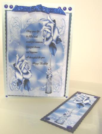 Blue Rose Card and Bookmark by Fran Turner