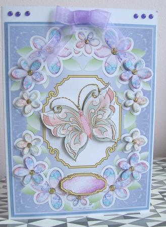 Large Floral Card Front with Butterfly 6 by Fran Turner