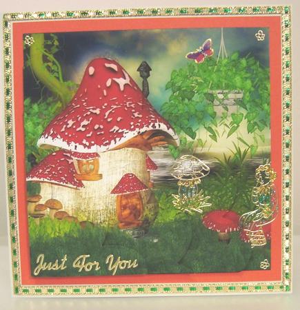 Mushroom House Shell Edged Corner Stacker by Fran Turner