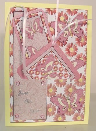 Red Floral Butterfly Bookmark Card Front by Fran Turner