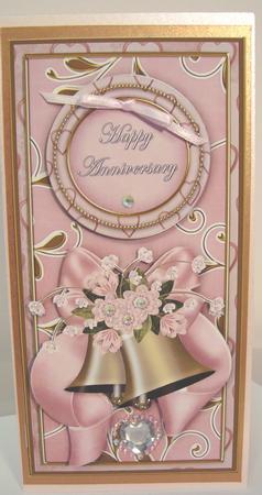 Pink Wedding Bells Happy Anniversary Dl Topdown Topper by Fran Turner