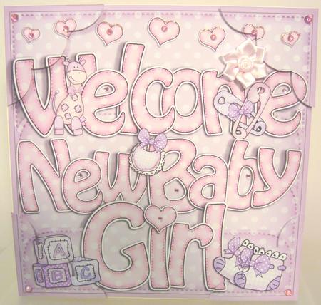 8 x 8 New Baby Girl Scalloped Corner Topper by Fran Turner