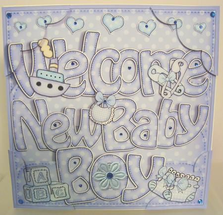 8 x 8 New Baby Boy Scalloped Corner Topper by Fran Turner