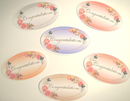 Congratulations Fancy Labels with Flowers & Butterflies by Fran Turner