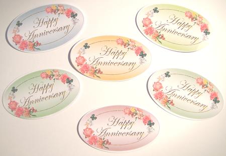 Happy Anniversary Fancy Labels with Flowers & Butterflies by Fran Turner
