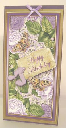 Lilac Roses Happy Birthday Dl Topdown Topper by Fran Turner