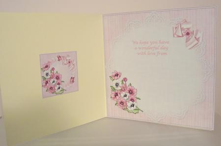 8x8 Beautiful Flowers on Satin Ruffle and Lace Insert Plate by Fran Turner