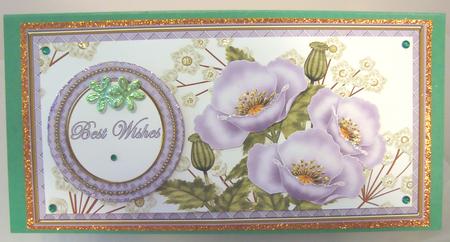 Lilac Poppy Best Wishes Dl Decoupage Topper by Fran Turner