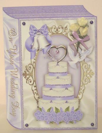 Lilac Wedding Cake with Bells & Doves Folded Book by Fran Turner