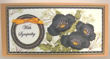 Black Poppies in Sympathy Dl Decoupage Topper by Fran Turner