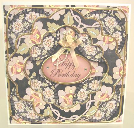 Black Lotus Happy Birthday 3D Rosette 8in Card Front Kit by Fran Turner