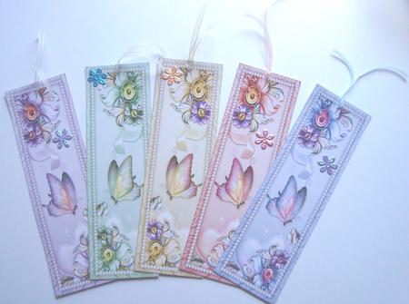 5 Flowers & Butterfly Bookmarks by Fran Turner