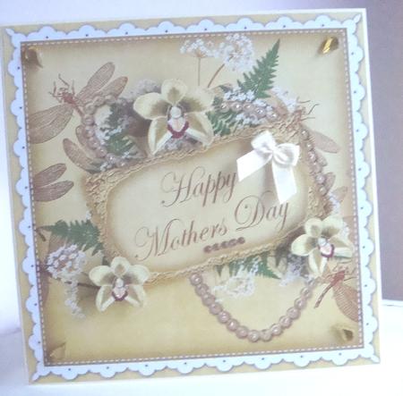 Lemon Orchid Happy Mothers Day 8in Vintage Decoupage Topper by Fran Turner