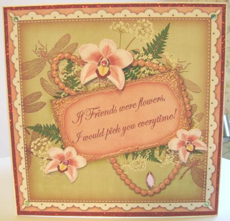 Pink g Orchids If Friends Were 8in Vintage Decoupage Topper by Fran Turner