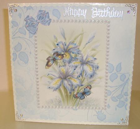 Wedding Iris & Butterflies 8x8 Quick Card by Fran Turner