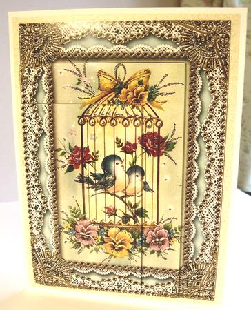 Lovebirds Lace 7x5inch One Corner Stacker by Fran Turner