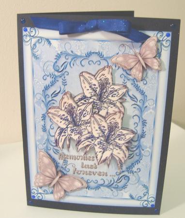Memories Last Forever -  Lilies & Butterflies in Pink & Blue by Fran Turner