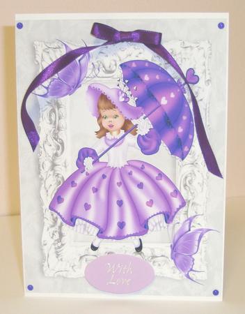 Sweet Little Lady in Heart Dress with Butterflies A4 by Fran Turner