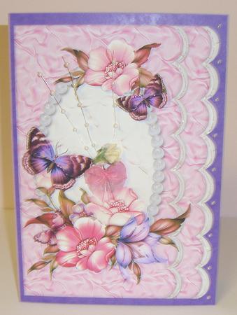 Flowers on a Pearl Frame Pink by Fran Turner