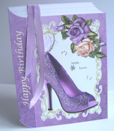 Lovely Purple Shoe with Roses Book Card by Fran Turner