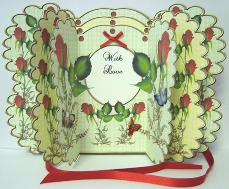 Scalloped Layered Gatefold - Red Rosebud by Fran Turner