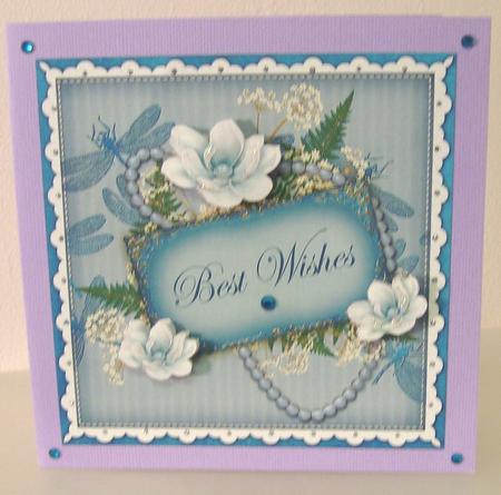 Teal Magnolia Best Wishes 8in Vintage Decoupage Topper by Fran Turner