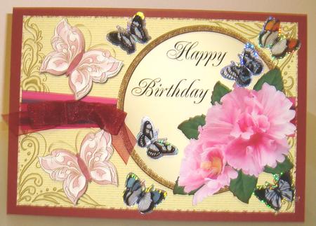 Card Front with Butterflies & Flowers 1 by Fran Turner