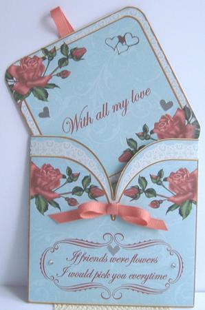 Dpink Roses Blue If Friends Were -  Pocket Pull Card Kit by Fran Turner