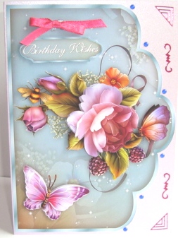 English Country Roses Scallop Card Front by Fran Turner