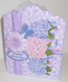 Pretty Hyrangeas with Bow Folded Card by Fran Turner