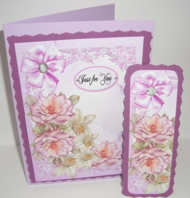 Pink Rose and Lilies Bookmark by Fran Turner